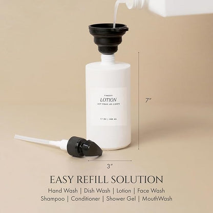 Luxe White Kitchen Soap Dispenser Set with Tray and Dish Brush, Refillable Hand and Dish Soap Dispenser Set Bottles with Pump for Lotion Handsoap Liquid Dishwashing Kitchen and Bathroom Countertop Set