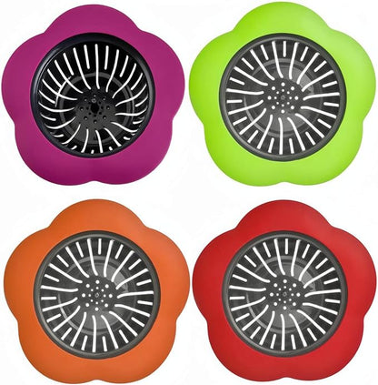 Kitchen Sink Strainer, 4PCS Silicone Sink Strainers, Large Wide Rim 4.5" Diameter Sink Drain Strainer for Kitchen Sink - Multicolor