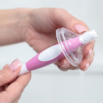 Dr. Brown's Soft Touch No Scratch Baby Bottle Cleaning Brush Nipple Cleaner with Stand and Storage Clip, BPA Free, Pink 1-Pack