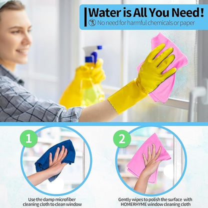 Microfiber Cleaning Cloth - 6 Pack Glasses Cleaning Cloth, 16" x 14" Window Cleaning Rags, Streak Free Lint Free Polishing Cloths Wipes for Eye Glass, Stainless Steel, Windshield, Pink