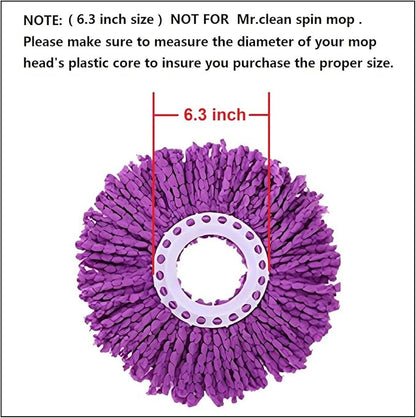 6 Pack Spin Mop Replacement Heads, (6.3 Inch,Round) Microfiber Mop Refills Compatible with Hurricane, Mopnado, Libman, Simpli Magic and Other 360 Spin Mop Systems, (6 Colors)