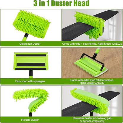 Qaestfy Pack of 2 Microfiber Pad Refill Compatible with QAE026/QAE031 Ceiling Fan Clenae Duster with Long Handle