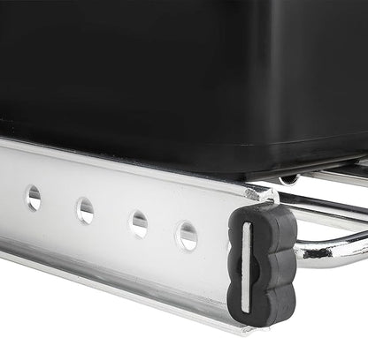 Rev-A-Shelf Double 27 Qt Pullout Trash Can for Base Kitchen Cabinets, Garbage Waste Bin System with Full Extension Slides, Min Opening Width of 11.5", Black, RV-15KD-18C S