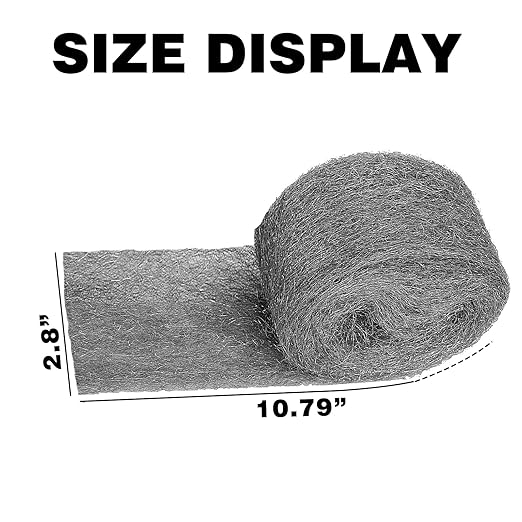 Steel Wool for Rodent Control Steel Wool Mice Control Pads Steel Wool Rodent Barrier Kit Gap Blocker Fill Fabric for Holes Holes/Siding/Pipeline/Vents 4 Pack