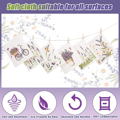 Remagr 6 Pcs Swedish Kitchen Dish Towels Kitchen Cloths Reusable Sponge Cleaning Cloths Absorbent Dish Cloth Quick Drying Washable Cleaning Wipes No Odor Hand Towel (Lavender)
