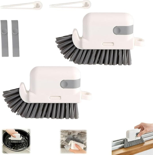 3-in-1 Removable Window Slot Brush,New Window Groove Cleaning Brush, Portable Window Track Cleaner Window Groove Cleaning Brush Tools with Hidden Scraper for Home Window Groove (Gray-2PCS)