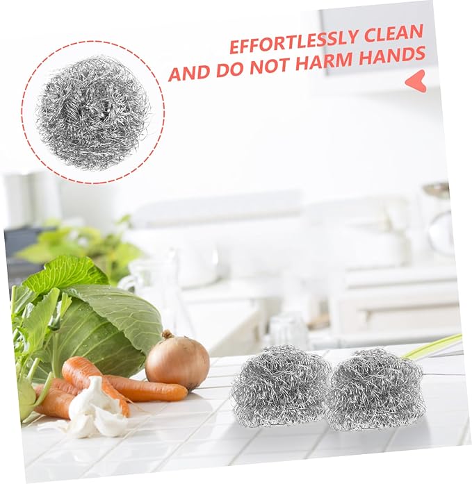 PRETYZOOM Stainless Steel Kitchen Cleaning Balls Dish Cleaner Scourers for Pots Pans Dishes Effortless Non Skid Scrubbing Tool and Hand Friendly Design