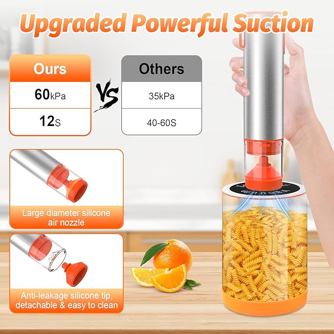 Handheld Vacuum Sealer, Portable Cordless Food Sealer with 60kPa Suction, Rechargeable Mini Vacuum Sealer for Food Storage, Sous Vide, Mason Jars - Includes 10 Reusable Bags