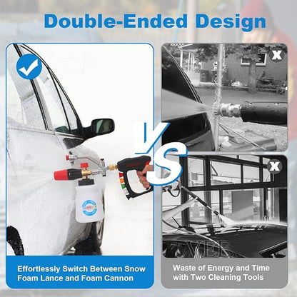 DUSICHIN Pressure Washer Short Gun Foam Cannon 1/4" Quick Connector,Car Wash Foam Gun Kit Dual Connector Accessory,Pressure Washer Nozzle Tips 3/8'' Swivel Quick Connector,Not Use with Garden Hose