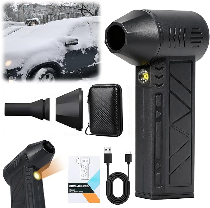 Snow Whiz 2026 Upgrade LED Turbo Snow Blower, 3 Gear Electric Air Blower for Car, Home, Keyboard