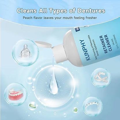Ultrasonic Retainer Cleaner Solution for Ultrasonic Denture Cleaner-Professional Cleaning of Retainers, Invisible Aligners, Mouth Guards, Night Guards, Remove Odors, Discoloration & Stains 8.5oz