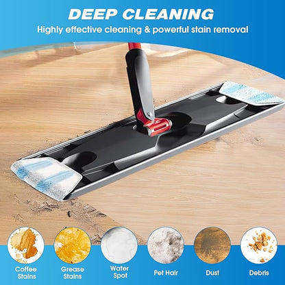 Reusable Microfiber Mop Pads Compatible with O Cedar H2prO Flat Mop System, H2prO Flat Mop Replacement Pads, Flat Mop Refills Flat Mop Heads Replacements for Floor Cleaning, Machine Washable, 4 Pack