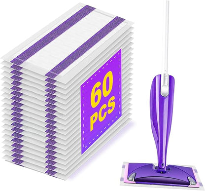 60 Pack Disposable Wetjet Pads Refills for Swiffer Wet Jet Mops, 4 Layers Thickened | Super Heavy-Duty Absorbent | Stickiness, Absorbent for Household Cleaning & Suit All Multi-Surface