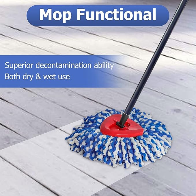 Spin Mop Replacement Head - 4 Pack RinseClean Mop Refills with Base Compatible with O-Cedar Triangle Spin Mop, Microfiber Mop Replace Head Easy Cleaning Floor Head Mop (for 2 Tank System ONLY)
