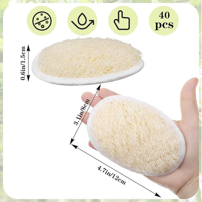 40 Pcs Natural Loofah Sponge Pads Exfoliating Body Scrubber Sponge for Men and Women, Bath Shower and Spa