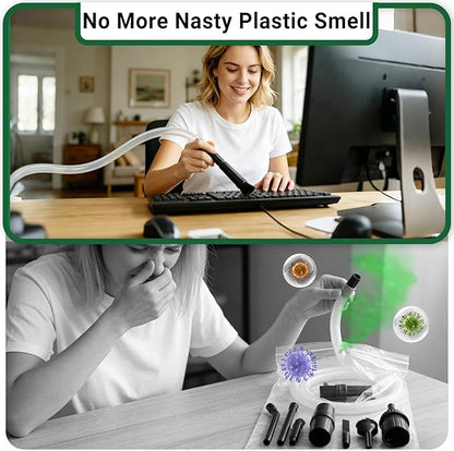 EZ SPARES Vacuum Crevice Attachment Kit,Micro Cleaning Tools for Car, Keyboard, Vents & Tight Spaces, Compatible with Most 1-1/4 Inch Hose Vacuums,Odor-Free (with A Storage Bag)