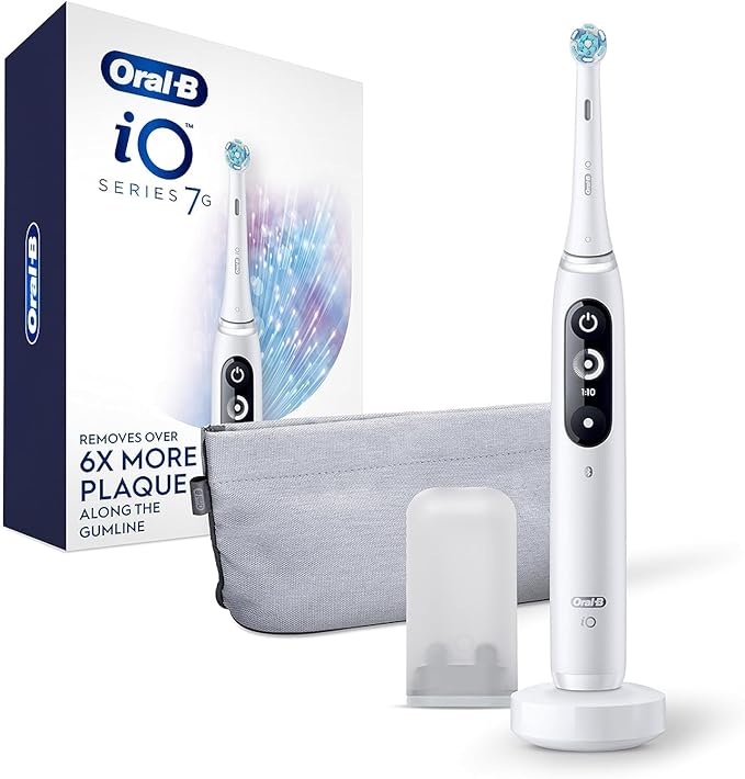 Oral-B iO Series 7G Electric Toothbrush with Replacement Brush Head, White Alabaster
