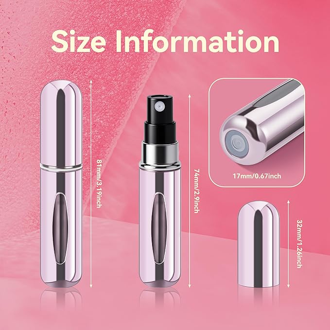 Refillable Perfume Portable Atomizer Bottle Refillable Perfume Spray, Travel Perfume (5ml, 4 Pack) (Purple, Pink, Gold, Light Blue)