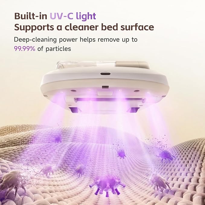 CREATULIZE X1 Robot Bed Vacuum, Automatic Mattress Vacuum Cleaner with 3 HEPA Filter and Metal Strip Roller Brush for Bed, Mattress, Sofa, Carpet(White)