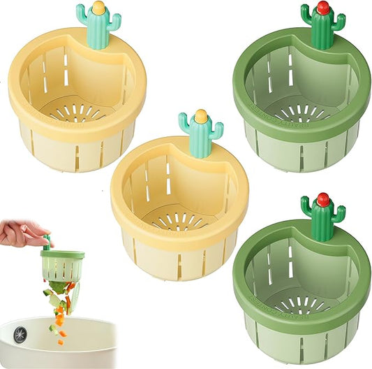 Cactus Kitchen Sink Drain Strainer, Cactus Sink Strainer, Automatic Pressing Sink Filter, Self-Cleaning Sink Strainer,Press Automatic Dumping Basket, Kitchen Sink Waste Collector Filter(4PCS)