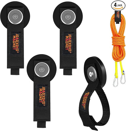 Heavy Duty Magnetic Hooks (4 Pack) - No Drill Garage Tool Organizer for Cables, Ropes, Extension Cords - Strong Rubber Coated Neodymium Magnets, Holds 20lbs (Dia.1.69" Magnet * 4Pcs)