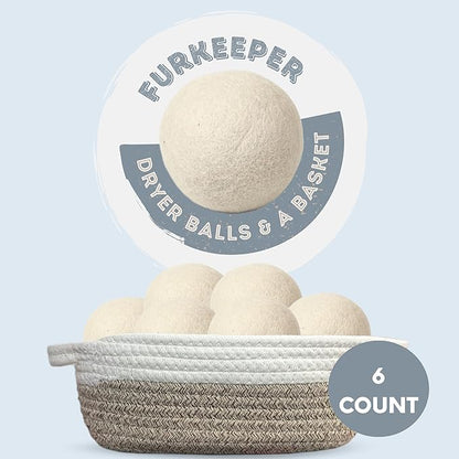 6 Premium Wool Dryer Balls - 14-pirece Laundry Set