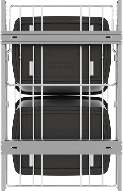 Rev-A-Shelf RV-18KD-13C-S Double Pullout Trash Can for Kitchen Cabinets 35 Quart Garbage Recycling Bin on Full Extension Slides, Gray