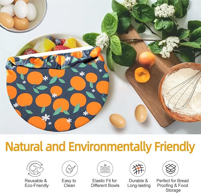 4PCS Reusable Beeswax Bowl Covers for Bread Proofing, Washable Sourdough Proofing Covers, Elastic Cotton Dish Domes for Food Storage