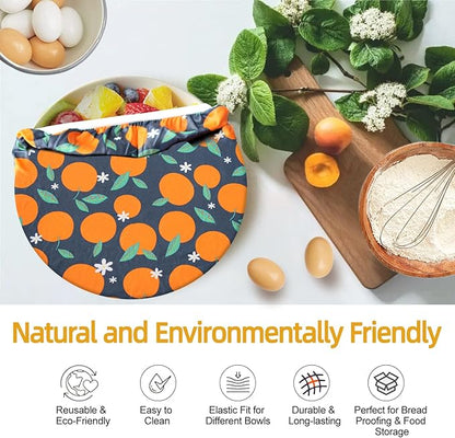 4PCS Reusable Beeswax Bowl Covers for Bread Proofing, Washable Sourdough Proofing Covers, Elastic Cotton Dish Domes for Food Storage