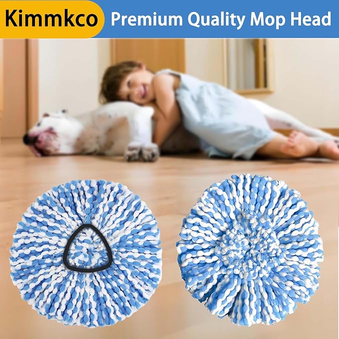 6 Pack Spin Mop Head Replacement for O Ceda RinseClean Spin Mop Refill, Mop Replace Head for Only 2-Tank System, Fluffy Microfiber, Deep Cleaning Machine Washable