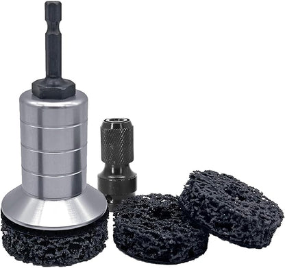 Wheel Hub Cleaning Kit,Brake Hub Cleaning Kit Includes 3 Pads,Holder and Adapter,Fits Power Drill or 1/2" Impact Driven Wrenches