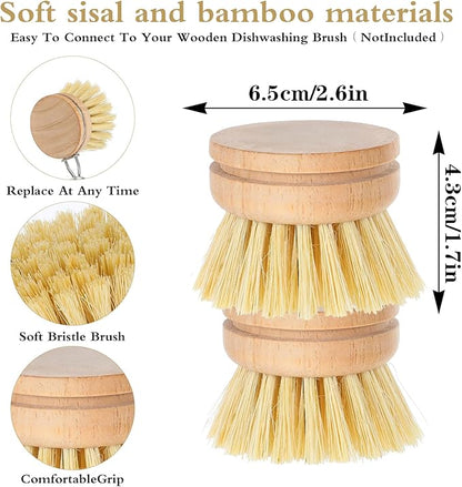 Kifmurase 12Pcs Bamboo Dish Scrub Brush for Kitchen Sink, Wooden Dish Brushes for Cleaning, Natural Bristle Brush, Palm Kitchen Scrub Brushes for Pots, Pans, Cookware