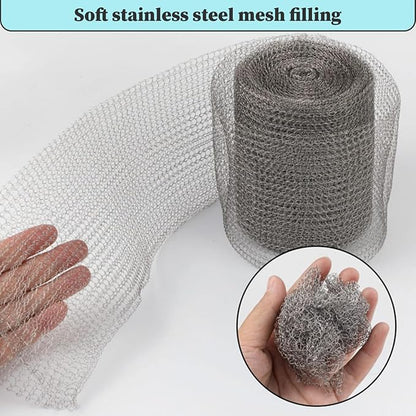Stainless Steel Mesh Gap Blocker, Steel Wool Mice Blocker, 20ft Wire Mesh Hole Fill Fabric, Stainless Wool Roll