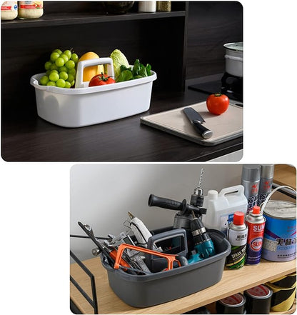 JiatuA Large Cleaning Supplies Caddy Portable Shower Basket Supply Organizer with Handle Plastic Bucket Tool Storage for Bathroom, Bedroom, Kitchen, College Dorm, Garden, Dark Gray