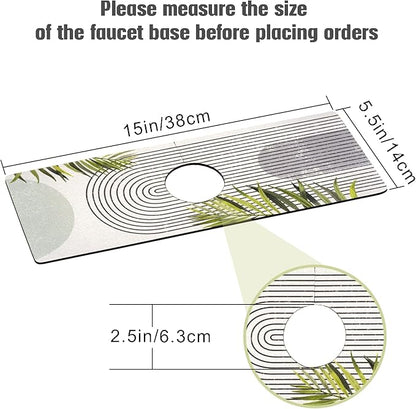Sink Faucet Absorbing Mat, 2 Pack Drying Mat Around Faucet Sink Splash Guard Behind Faucet Sinkmat For Kitchen Bathroom Island Rv 15 * 5.5 Inch (38 * 14 cm)