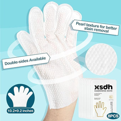 RAINFLOW 8PCS Pet Glove Wipes for Dogs Individual Pet Cleaning Gloves,Gentle Hydrating & Nourish Fur,Grooming Gloves for Dog & Cat Fur Horse Coat Care，Pet Bathing Wipes for Daily Care,Travel