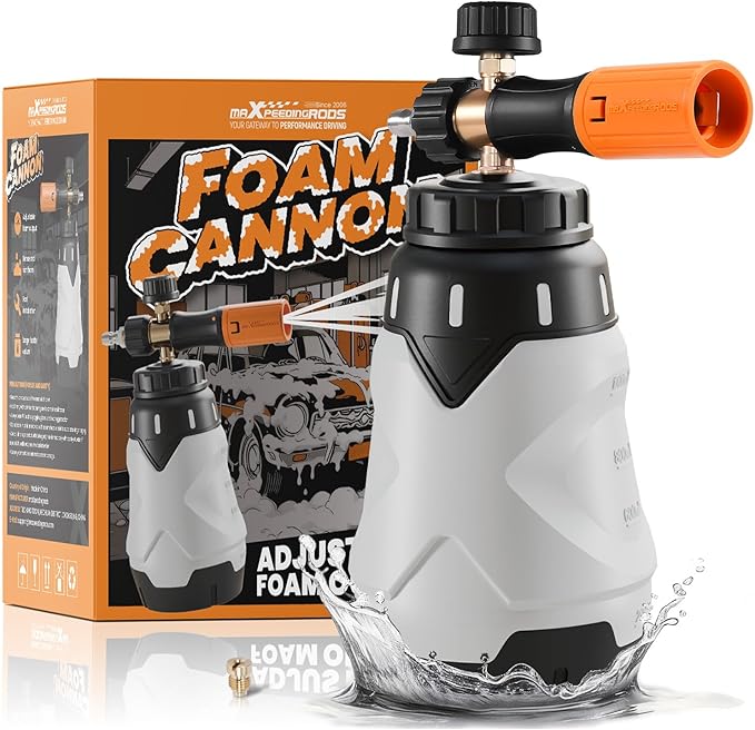 maXpeedingrods Foam Cannon for Pressure Washer, 1300ML Wide Mouth Quick Release Car Wash Foam Gun with Adjustable Soap Cannon & Thick Snow Foam, 1/4'' Quick Connector, with 2 Orifice Nozzle (White)