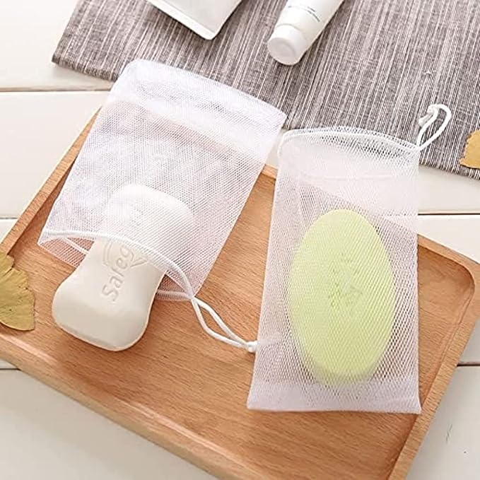 100PCS Thickened Double-layer Foaming Net Facial Cleanser Facial Foam Machine Handmade Soap Bag Cleansing Foam Bubble Bag Soap Net Soap Saver Pouch Mesh Bag