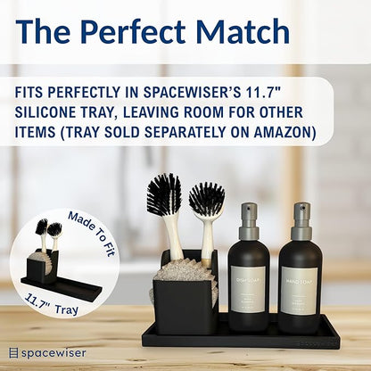 Spacewiser TidyNook Silicone Sink Caddy - Sponge Holder for Kitchen Sink, Dish Brush Holder, Fits Scrub Daddy Sponges, Scrub Mommy, and all Dish Sponges, Compact Kitchen Sinks Organizer Caddy, No Rust