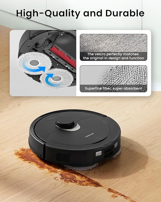 6Pcs Microfiber Mop Cloth Pad for Roborock Q Revo,Qrevo S,Qrevo Pro,Qrevo Master,Qrevo MaxV,QV35A,QV 35S,Qrevo S5V,Qrevo Edge S5A,Qrevo Curv,Saros 10R Robot Vacuum, Washable Mopping Cloth Accessories