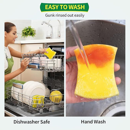 Heavy Duty Sponges 60 Pack, Double-Side Scratch-Free Dish Sponges for Kitchen, Sturdy Multipurpose Cleaning Supplies for Home, Kitchen, Bathroom & Household
