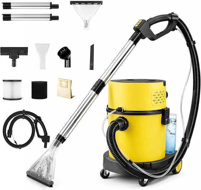 Shop Vacuum Wet and Dry Cleaner, 6 Gallon 5.5 Peak HP Wet Dry Vac, 5 in 1 Portable Shop Vacuum Wet and Dry with a Soap Tank, Filters, Dust Bag, Hose and Attachments for Home, Car, Garage, 208