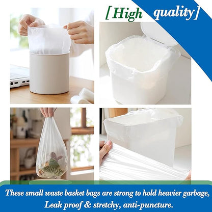 0.5 Gallon 250 pcs Mini Clear Trash Bags, Tiny Strong Garbage Bags,Small Plastic Bags for Desktop Trash Bin, Tiny Bathroom Trash Can Bin Liners,Mini Bags for Waste Basket Liner,Fit 2 Liters-Clear