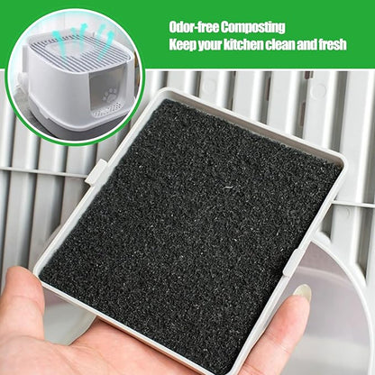 Eagles Square Compost Bin Filters, (6PCS, 4.7" x 4.7" x 0.4") Charcoal Filters for Kitchen Compost Bin Pail, Square Activated Carbon Filter Bio Bucket Filter for Compost Bin Universal Size