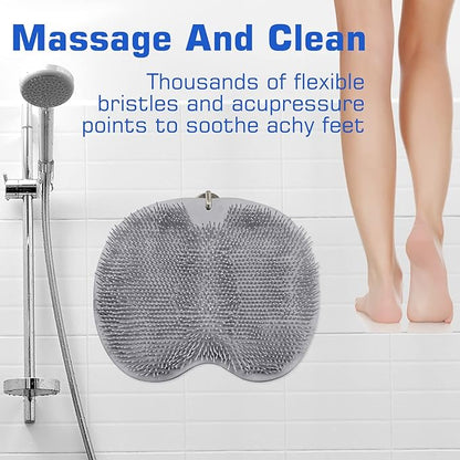 2PACK Shower Foot Scrubber Mat Back Washer Back Exfoliating Bath Wash Pad Wall Mounted Slip Suction Cups Foot Scrubber for Use in Shower Cups Foot Cleaner for Men and Women