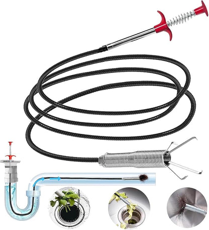 118" Flexible Grabber Claw Tool Reacher, Drain Snake Hair Drain Clog Remover Tool with 4 Claws Bendable Hose for Litter Pick, Home and Kitchen Sink, Drains, Toilet