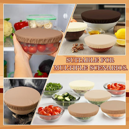 5 Pcs Beeswax Bowl Covers Reusable for Bread Proofing 5 Size Beeswax Elastic Cotton Bowl Covers for Fruits Food Storage(Brown)