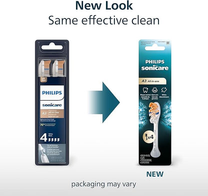 Philips Sonicare A3 All-in- - Genuine Replacement Electric Toothbrush Heads,White,Year Supply,HX9094/65,4 Count (Pack of 2)