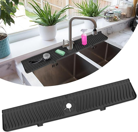 30 Inch Longer Faucet Mat for Kitchen Sink, Silicone Sink Faucet Mat Splash Guard, Splash Faucet Guard Draining Mat,Splash Guard Behind Faucet