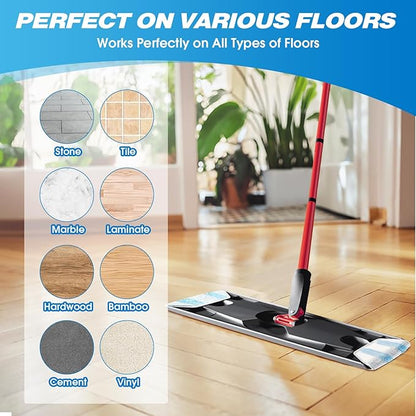 Reusable Microfiber Mop Pads Compatible with O Cedar H2prO Flat Mop System, H2prO Flat Mop Replacement Pads, H2prO Flat Mop Refills, Flat Mop Head for Floor Cleaning, Machine Washable, 6 Pack